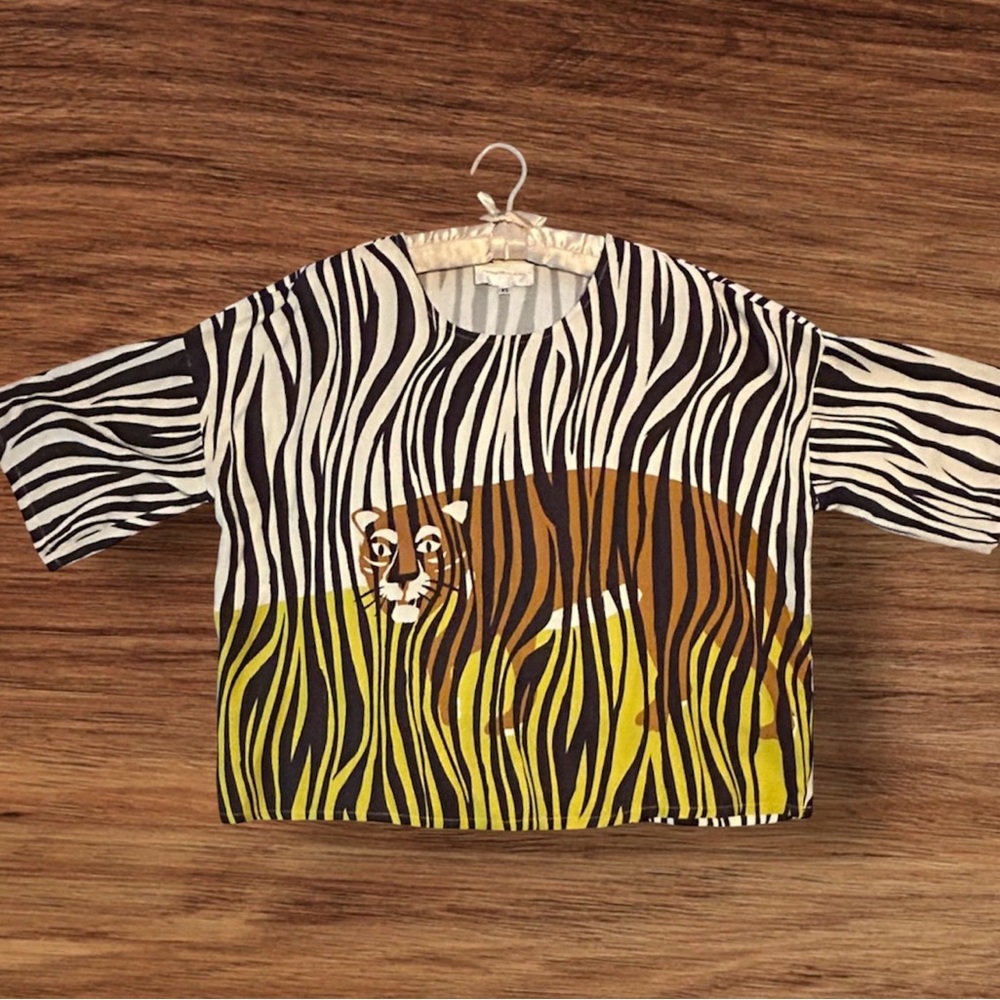 Corey Lynn Calter Zebra and Tiger Print Women’s Blouse